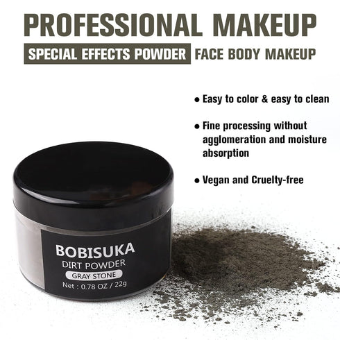 BOBISUKA Makeup Special Effects Dirt Powder for Halloween Makeup Theme Party Wedding Movies Stage Performances Cosplay(0.78 oz)(Gray Stone)...