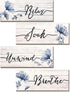YIGAGNY 4 Pieces Bathroom Wall Decor Wooden Rustic Farmhouse Bathroom Wall Art Hanging Sign 10 x 4 Inch Blue Bathroom Accessories Decor for Spa La...