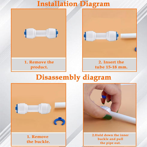 4 pack 1/4inch to 3/8inch OD Quick Straight Push Connector,1/4 quick connect fittings for RO Water Systems Purifiers Filters...