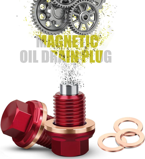 M14 x1.5 Magnetic Oil Drain Plug 7075 Aluminum CNC Craft with Crush Washer Gaskets Replacement for Ford GM Hyundai KIA and More Select Models...