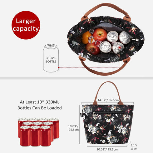 Gloppie Lunch Bag Women Insulated Lunch Box for Women Leakproof Lunch Tote White Flower...