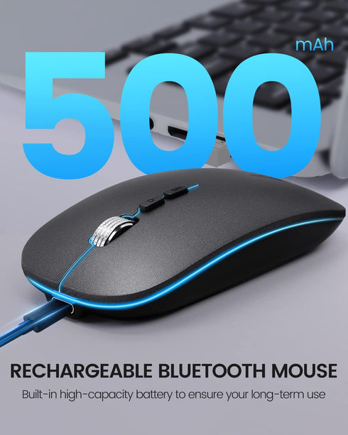 Bluetooth Mouse Led, Rechargeable Bluetooth Wireless Mouse (BT 5.1+2.4G), Silent Computer Mice for Laptop Desktop, MacBook, Windows, Mac OS(Grey)...