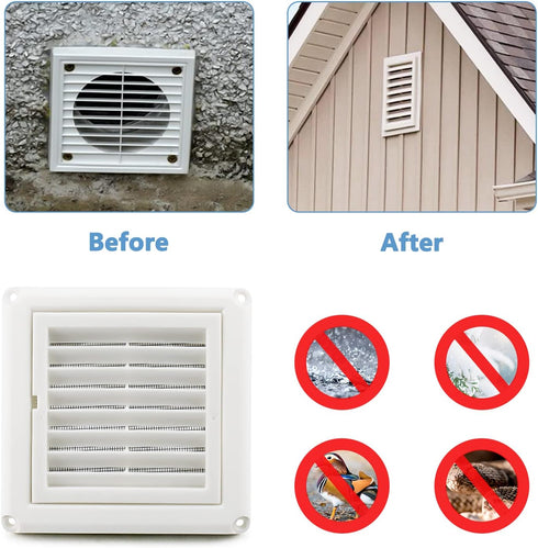 Cenipar 4" Louvered Vent Cover Dryer Exhaust Air Vent Cover with 4 Screws Stops Birds Nesting Outside Easy Installation (White)...