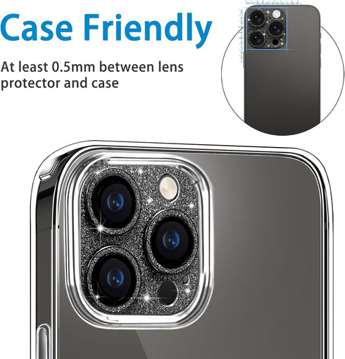 Compatible with iPhone 15 Pro & 15 Pro Max Camera Lens Protector, Bling Lens Cover 3D Rhinestone Diamond 9H Tempered Glass Camera Cover Anti Scrat...