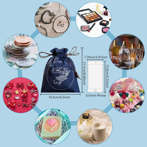 WEBEEDY 2 Set Embroidery Drawstring Bag Kits DIY Sashiko Kit with Complete Material Accessories Sewing Handbag Kit Embroidery Start Kit Needlepoin...