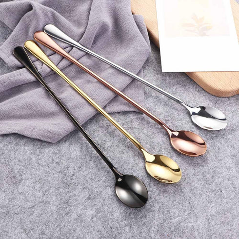 Stainless Steel Long Handle Spoon Ice Tea Spoon Mixing Spoon, 9.45 Inch Iced Teaspoons, Ice Cream Spoon, Cocktail Stirring Spoons...