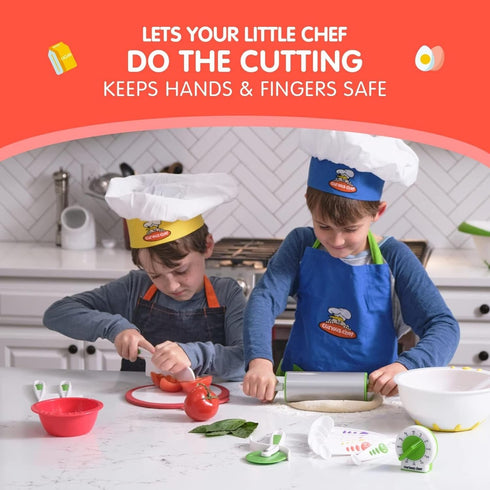 Curious Chef 3-Piece Nylon Knives for Kids - White & Green - Child Safe & Serrated Blunt Tip Chef Knives - Safe for Nonstick Pans...