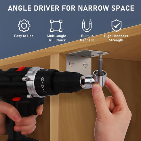 Bit Holder Cool Gadgets, Cool Stuff Quick Release Bit Holder, 1/4 Drill Bit Holder Keychain 12Pcs, and 105° Right Angle Drill Attachment for Tight...