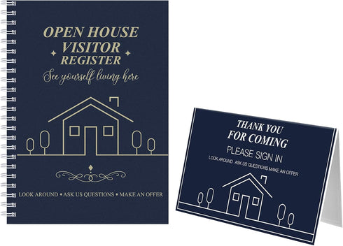 2 pieces Open House Visitor Register Guest Registry Sign Frosted Waterproof Cover with Thank You for Coming Tent Card for Real Estate Agent Suppli...
