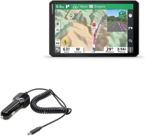 BoxWave Car Charger Compatible with Garmin RV 890 - Car Charger Plus, Car Charger Extra USB Port with Integrated Cable for Garmin RV 890 - Black.....