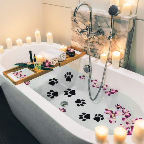 Mudder 20 Pcs Non Slip Bathtub Stickers Shower Floor Sticker Safety Adhesive Paw Decals Treads for Tubs Anti Slip Applique for Bathtub Bathroom Po...