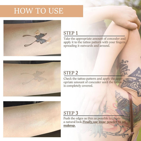 Tattoo Cover Up, Invisible Waterproof Concealer,Long Lasting Professional Skin Makeup Concealer Kit for Body Leg Tattoo, Scars, Dark Spots,Birthma...