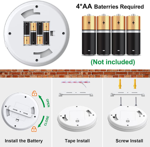 Motion Sensor Battery Operated Lights Indoor LED Closet Lights Battery Powered Motion Detector Stair Lights 210LM 6000K for Laundry Stairwell Hall...