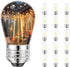 Svater 15 Pack 2W S14 Replacement LED Bulbs for Outdoor String Light, Dimmable Plastic Vintage Edison Bulb Lights, E26 Base,IP65 Waterproof, Warm ...
