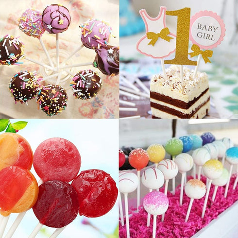 200 Count White Lollipop Sticks,6-Inch Paper Sticks Sucker Stick for Cake Pops,Cupcake Toppers,Candy Melt,Chocolate,Cookie,Dessert(Dia 3.5mm)...