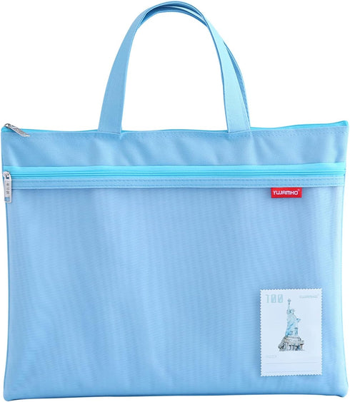 Pendancy Mesh Zipper Pouch 11x13.7 in, Large Double Pocket Waterproof File Bag with Handle, A4 Size Foldable Document Storage for Puzzle Project/C...