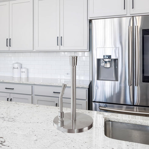 OGGI Stainless Steel Paper Towel Holder - with Tension Arm and Tear Bar, 13" Height - Stainless Steel Construction...