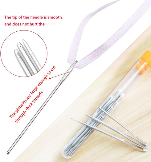 Generic 20 PCS Large-Eye Blunt Needles Safe Sewing Needles Stainless Steel Yarn Knitting Needles Weaving Leather Needle Not Hurt Hands Handmade Cr...