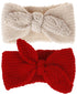 Utaly Winter Cute Kids Baby Girls Knit Rabbit Knotted Headband Headwrap Earwarmer (Red + Beige, Stretchy)...
