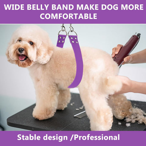Pet Dog Grooming Belly Straps - Pet Dog Grooming Loops Grooming Helper Purple Groomer Belly Support Band Wide Waterproof PVC Belly Loop Grooming R...