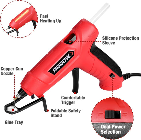 Arrow Mini Hot Glue Gun, Dual Temp Glue Gun Kit with 24Pcs Mini Glue Gun Sticks, High/Low Temp Fast Heating Glue Gun with Stand for DIY, Decoratio...