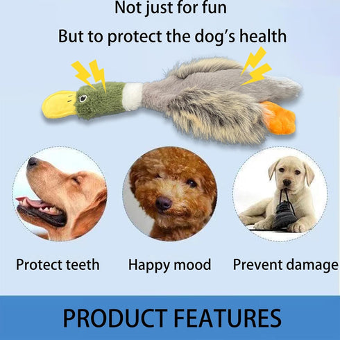 No Stuffing Dog Toys 3 Pack, Squeaky Dog Toys for Large Dogs, Plush Toys for Aggressive Chewers, Indestructible Crinkle Paper Duck Dog Toy, Puppy ...