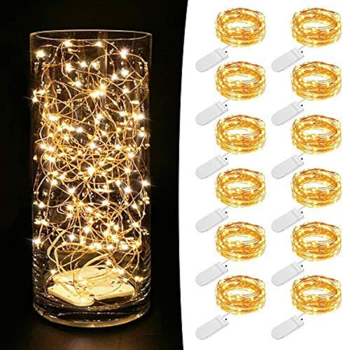 MUMUXI 12 Pack 7.2ft Fairy Lights Battery Operated String Lights, 20 Mini LEDs for Centerpiece Table Decorations, Wedding Party Bedroom Mason Jar ...