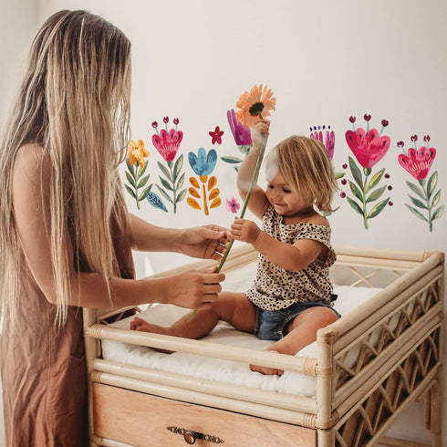 Flowers Wall Decals for Girls Bedroom - Children DIY Wall Art Stickers for Classroom, Nursery, playroom - Preschool Floral Peel and Stick Decor...