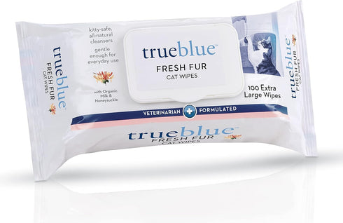 TrueBlue Milk & Honeysuckle Fresh Fur Cat Cleaning Wipes - Pre-Moistened Cleansing Pads for Cleaning Dirty Paws, Coats, Cats, Kittens – Extra Larg...