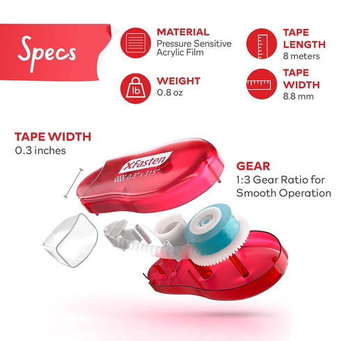 XFasten Japan Dots Scrapbook Tape Glue Roller Runner, 8mm x 26ft 12-Pack Double Sided Tape Roller, Dot Applicator for Scrapbook Album Kit, Removab...