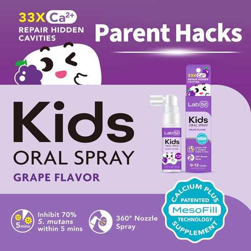 LAB52 Kids Oral Spray, Toddler Toothpaste Helper for Cavity Repair and Fresh Breath, Children Anticavity with Fluoride Free for Newborn to Prescho...