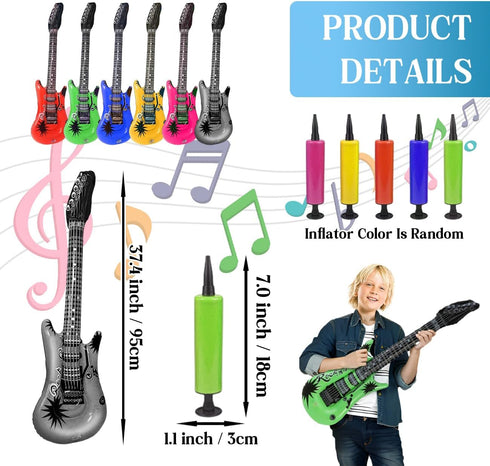 6 Pcs Inflatable Guitars for Parties, 35 Inch Rock Star Guitar, Inflatable Instruments Blow Up Guitars, Rock and Roll Party Photo Booth Props for ...
