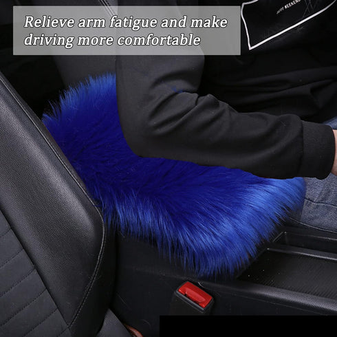 4Pcs/Set Faux Wool Fluffy Steering Wheel Covers Long Fur Gear Shift Cover,Handbrake Cover,Fluffy Armrest Cover Fuzzy Furry Car Accessories Long Ha...