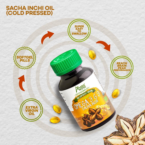 Amazon Andes Sacha Inchi Oil Capsules - Source of omegas 3, 6 and 9 - Healthier Source of Essential Fatty Acids - Vegan, Non-GMO, Allergen-free & ...