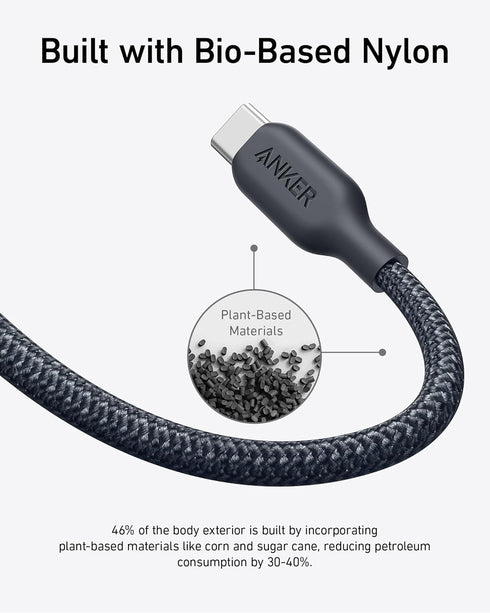 Anker USB C to USB C Cable (240W,10ft), Bio-Braided USB C Charger Cable Fast Charge for iPhone15/15Pro/15Plus/15ProMax, iPad Pro 2020, iPad Air 4,...