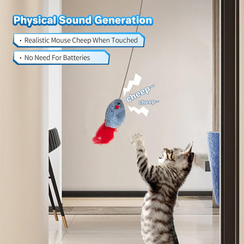 Cat Toys Hanging Mouse, Vivid Chirping, Cat Catching Mouse Toy, Interactive Cat Mice Toys for Indoor Cats Kittens Self Play Chase Exercise, Set G...