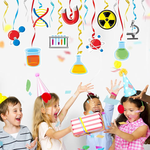 Mad Scientist Party Swirls Streamers Decorations Set 16 Pieces Science Laboratory Chemistry Theme Hanging Swirl Decor for Baby Shower Boys Girls B...