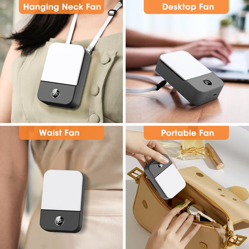 Andwing Portable Neck Fan Rechargeable, Mini Fan Handheld with Waist Clip 3 Speed Adjustable, Leafless Personal Fan for Home Office Outdoor Travel...