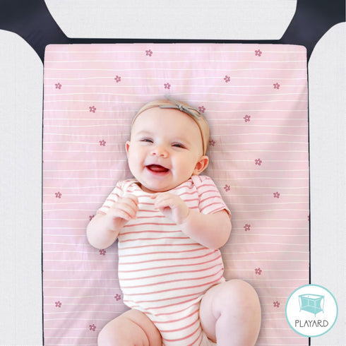 The Peanutshell Pack n Play Sheets for Baby Girl, Fitted Mini Crib Sheets, Playard Sheets, Playpen, Portable Crib Bedding, Floral Daisy 3 Pack...