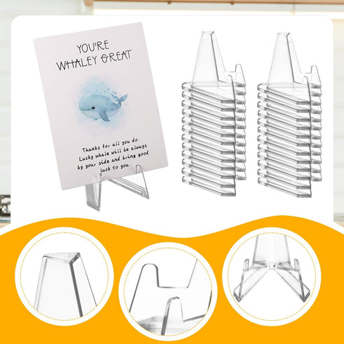 30pcs Card Display Stand, 2.2 Inch Small Transparent Card Holder Stand Acrylic Business Card Organizer Mini Clear Coin Easel Stand Desk Picture Ho...