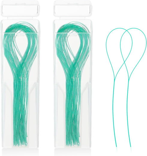 100 Pcs Floss Threaders Multifunctional Deep Clean Floss for Braces, Bridges, and Implants Dental Threader (Green)...