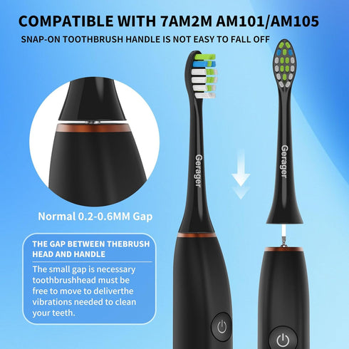 10 Pack Replacement Heads Only Compatible with 7AM2M AM101/AM105 Electric Toothbrush, Soft Brush Bristles...
