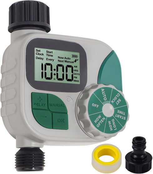 Biswing Watering Timer for Garden Hose, Outlet Hose Water Sprinkler Timers, Programmable Hose Timer with Digital Irrigation Timer System, Battery ...