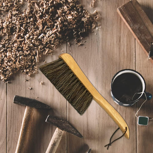 Counter Brush for Furniture Patio Woodworking Drafting Cleaning, Wooden Handle with Horsehair Bristle Bench Brushes, 13 Inches Hand Broom...