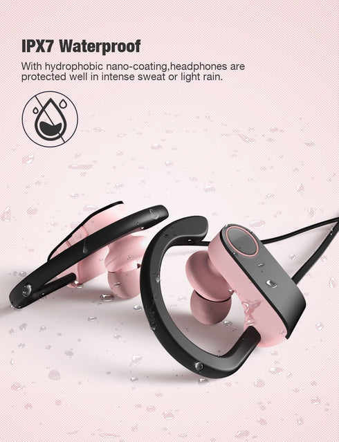Otium Bluetooth Headphones, Wireless Headphones IPX7 Waterproof Sports Earbuds 15H Playtime with Mic HD Stereo Sound Sweatproof in-Ear Earphoones ...