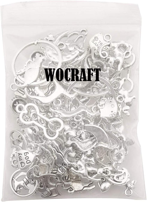 100g(80pcs) Craft Supplies Antique Silver Animals Cat Dog Pet Charms Pendants for Crafting, Jewelry Findings Making Accessory for DIY Necklace Bra...