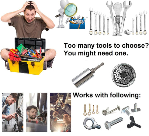 Universal Socket Grip Adapter 4 PCS | Multi Functional Sockets Set Ratchet Power Drill Bit Wrench 1/4"-3/4" (7mm-19mm) Professional Repair Tools G...