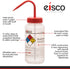 EISCO 2PK Wash Bottle for Acetone, 500ml - Labeled with Color Coded Chemical & Safety Information (4 Colors) - Wide Mouth, Self Venting, Low Densi...