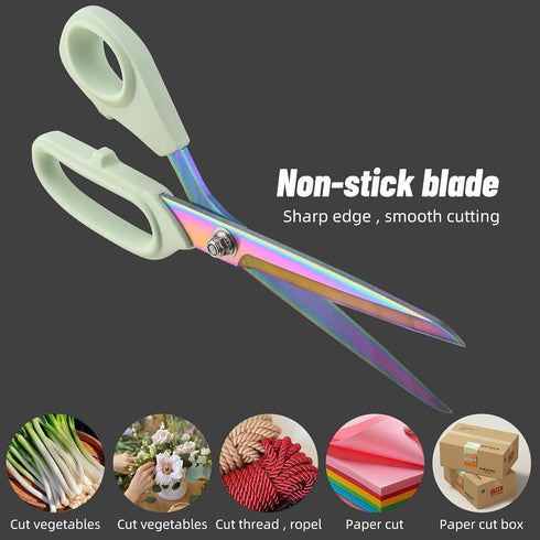 Extra Large Multi-Purpose, Titanium-Coated Tailor's Shears, Forged Stainless Steel Professional Hand Shears, Tailor's Comfort Grip Shears, (9.8 In...