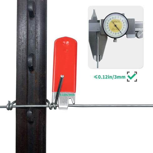 T-Post Clip Tool: Fence Wire Twisting and Fencing Tool with Red Rubber-Coated Handle - Easy to Use and Time-Saving (2 pcs)...